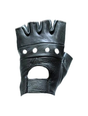 Fingerless Naked Cowhide Leather Motorcycle Gloves