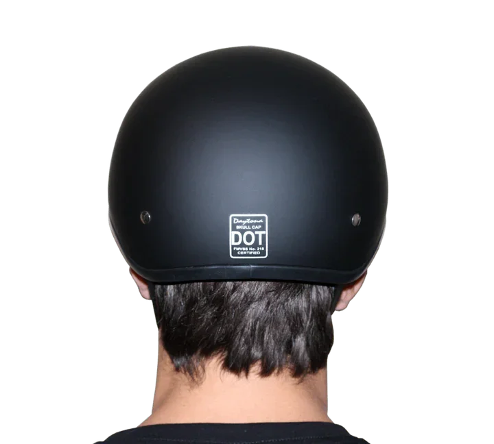 Daytona Skull Cap Half Shell Motorcycle Helmet - Dull Black