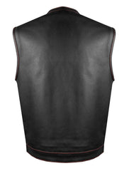 Club Biker Flag Lining Vest - Best Cowhide Leather Motorcycle Vest