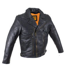 Men’s Premium Racer Leather Jacket with Cuffs & Ventilation – Naked Cowhide