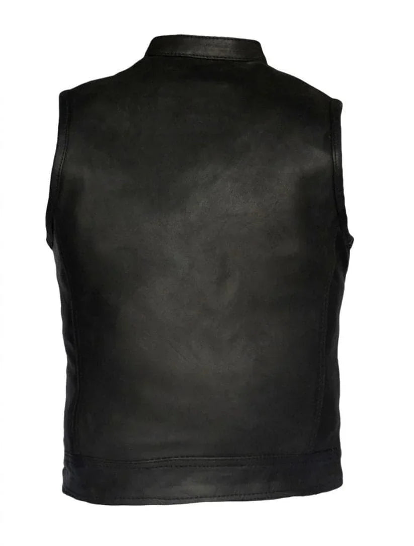 Back view of Kids Club Vest in premium genuine leather