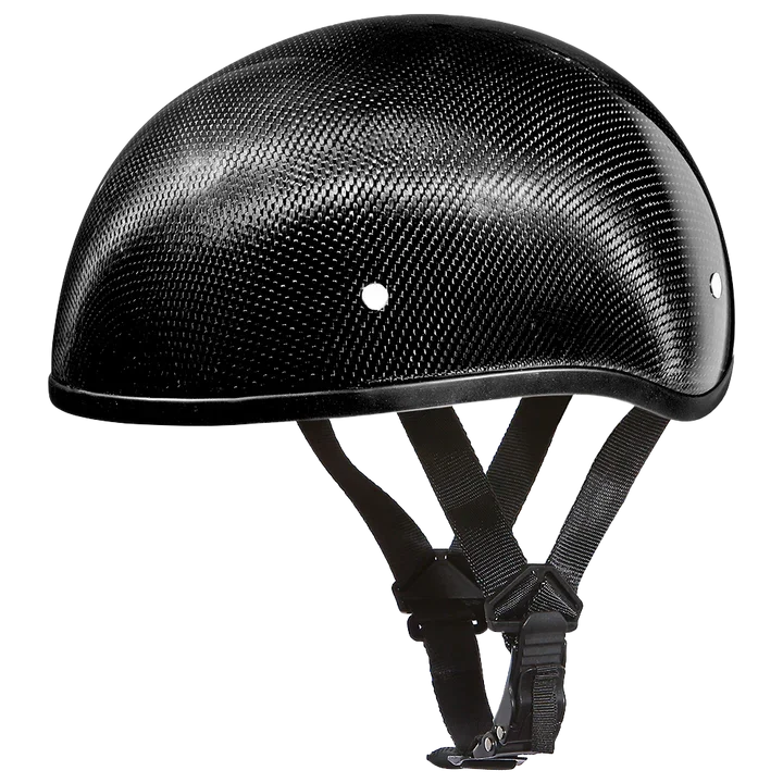 Side view of D.O.T. Slim Line Skull Cap 1/2 Shell Helmet in real carbon fiber – Wide Wing Store