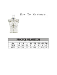 Size Chart of Men's Denim Biker Sleeveless Cotton Shirt