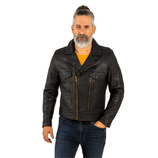 Men's Leather Racing Style Motorcycle Jacket