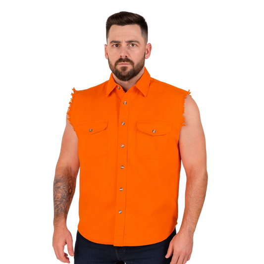 Orange Sleeveless Shirt - Premium Quality Men's Orange Sleeveless Shirt
