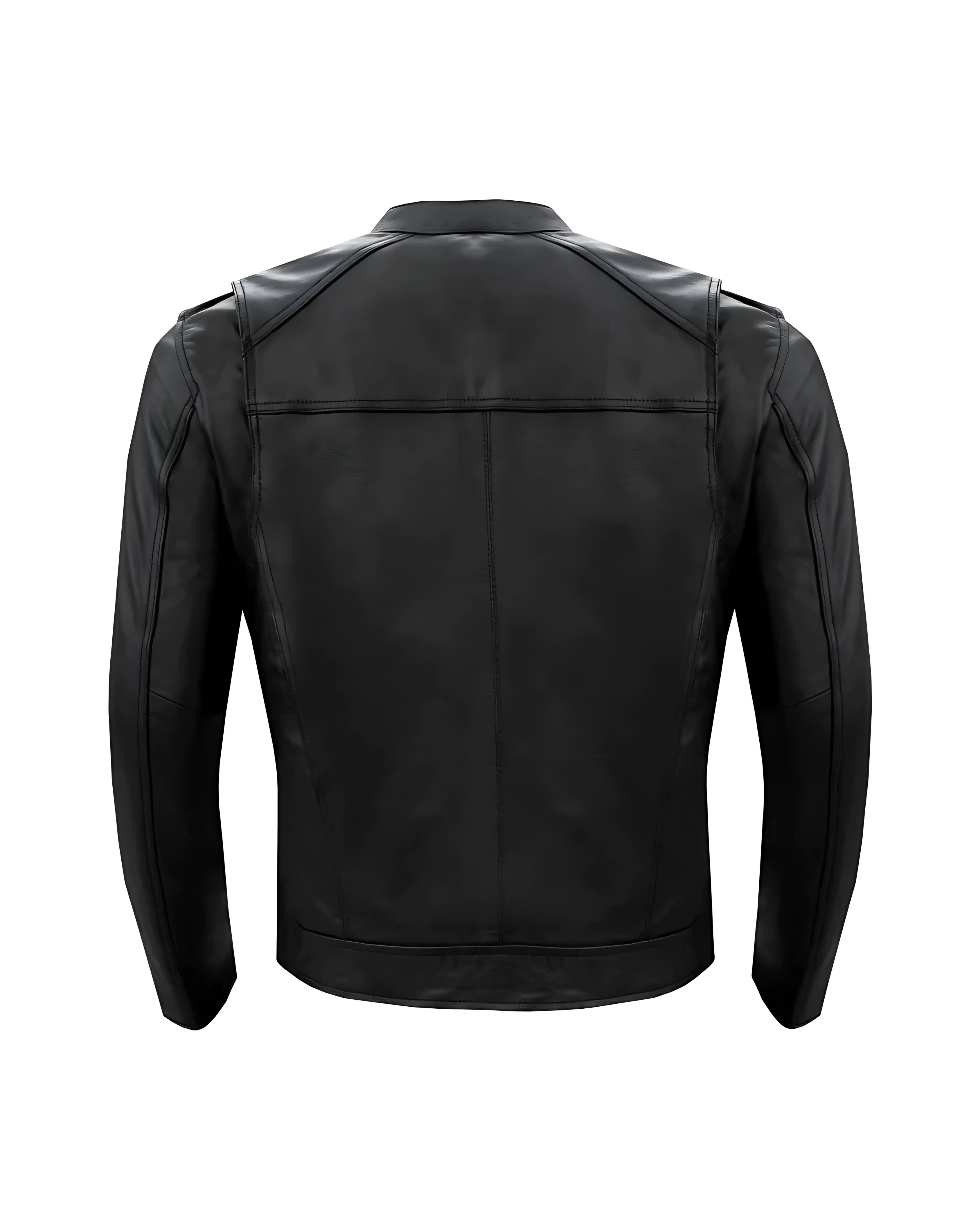 Rear view of men's CE-approved motorcycle jacket