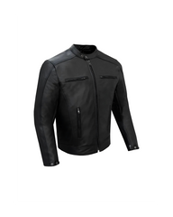 Premium cowhide leather biker jacket – angled view