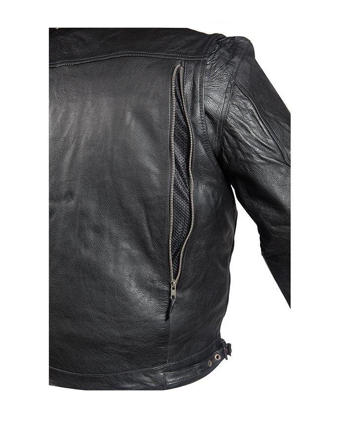 Back zippered ventilation on Men's leather jacket