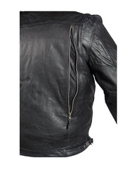 Back zippered ventilation on Men's leather jacket