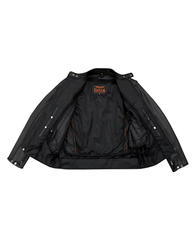 Inner mesh lining of men's leather motorcycle jacket