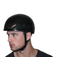 D.O.T. Skull Cap Motorcycle Helmet – Grey Carbon Fiber 1/2 Shell with Visor | Wide Wing Store