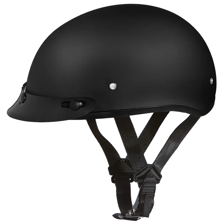 Daytona Skull Cap Half Shell Motorcycle Helmet - Dull Black