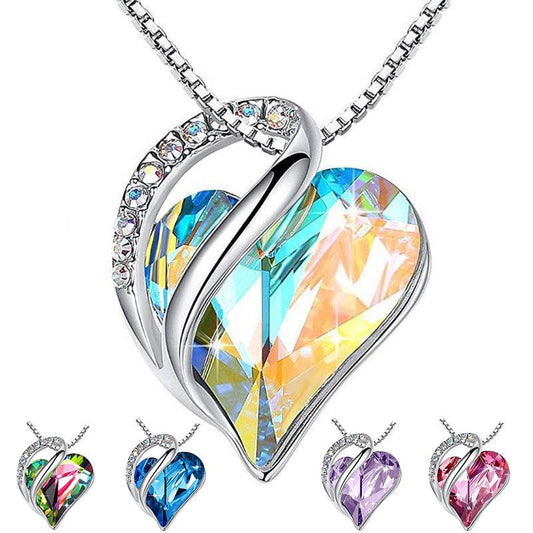 Light Blue 925 Silver Heart Necklace