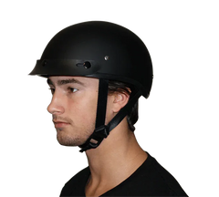 Daytona Skull Cap Half Shell Motorcycle Helmet - Dull Black