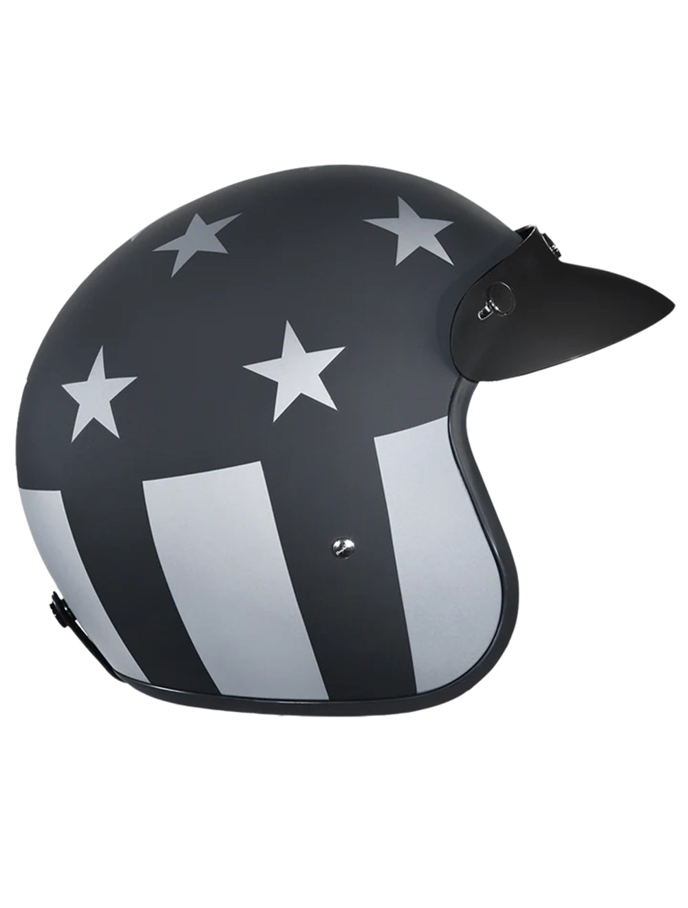 DOT Approved Daytona Cruiser Open Face Motorcycle Helmet - Men, Women & Youth - With Visor & Graphics - W/ Captain America Stealth