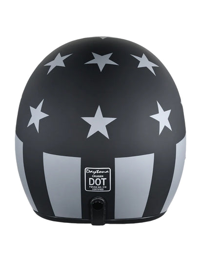 DOT Approved Daytona Cruiser Open Face Motorcycle Helmet - Men, Women & Youth - With Visor & Graphics - W/ Captain America Stealth