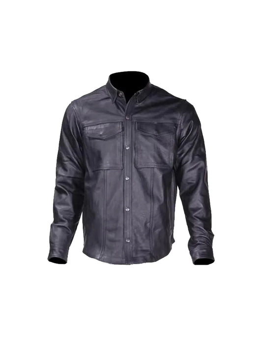 Mens Light Weight Leather Shirt For Summer Riding