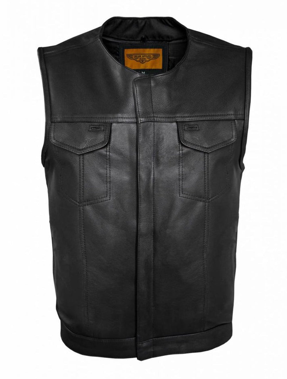 Mens SOA Style Motorcycle Club Vest® Conceal Gun Pockets Heavy Duty Premium Leather