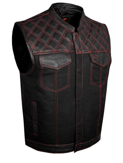 Men's Black Vest with Diamond Padding, Zipper Front