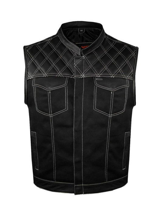 Men's Black Vest with Diamond Padding, Zipper Front