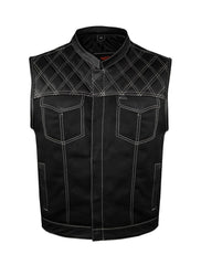 Men's Black Vest with Diamond Padding, Zipper Front