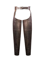 Men's Brown Leather Motorcycle Chaps
