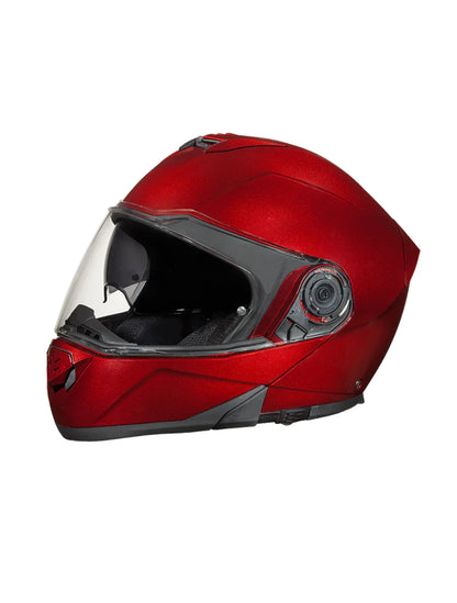 Daytona Glide Modular Motorcycle Helmet - DOT Approved, Bluetooth Ready, Dual Visor, Men/Women/Youth - Black Cherry