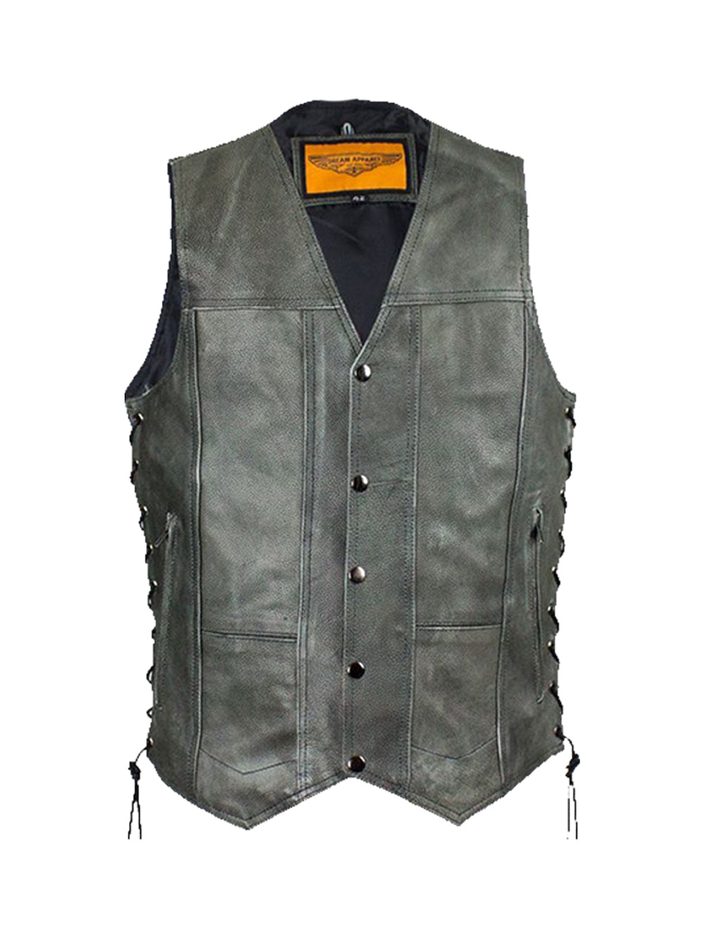 Men's Gray Vest with Concealed Carry Pockets & Side Laces
