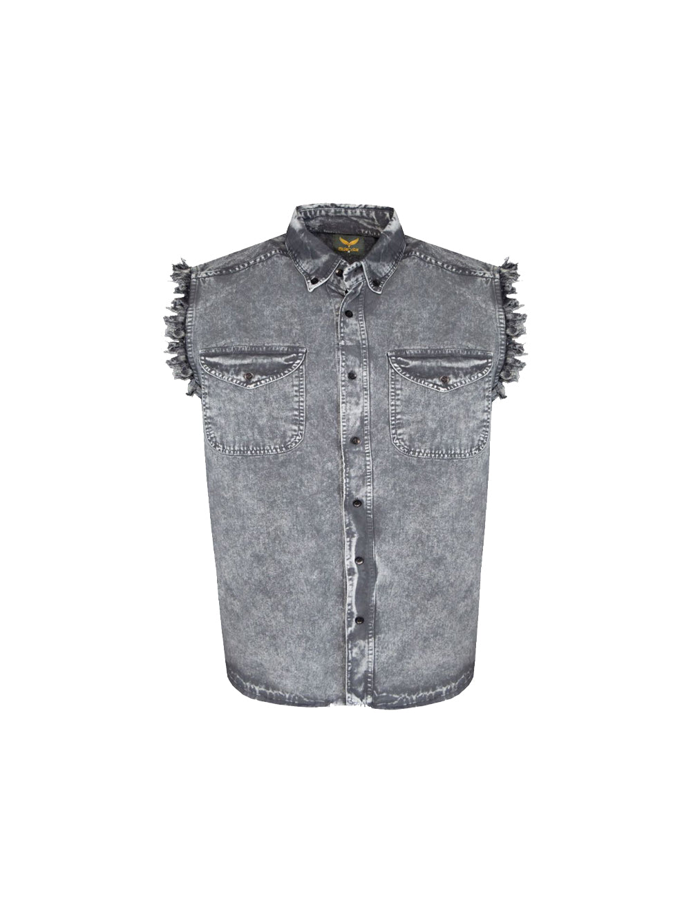 Men's Biker Cutoff Cotton Shirt Stonewash Grey