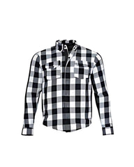 Men’s Plaided Flannel Shirt – Quilted Lined Riding Shirt with Removable Pads