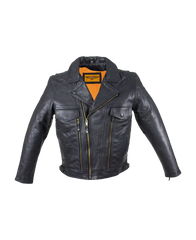 Mens Leather Racing Style Motorcycle Jacket
