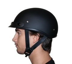 Daytona Skull Cap Half Shell Motorcycle Helmet - Dull Black
