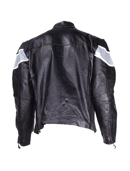 Mens Motorcycle Jacket With Silver Racing Stripe