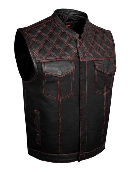 Men's Black Vest with Diamond Padding, Zipper Front