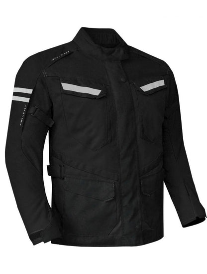 Mens Motorcycle jacket Black, Armored Protective Round Neck & Air Vents