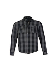Men’s Plaided Flannel Shirt – Quilted Lined Riding Shirt with Removable Pads