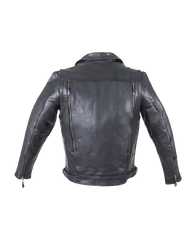 Mens Leather Racing Style Motorcycle Jacket