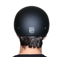 Daytona Skull Cap Half Shell Motorcycle Helmet - Dull Black