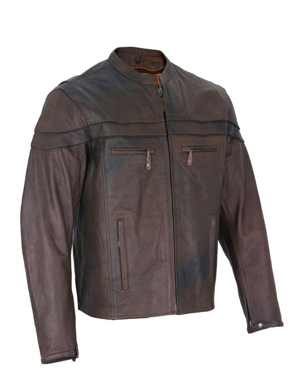 Durable Brown Cowhide Leather Jacket for Men