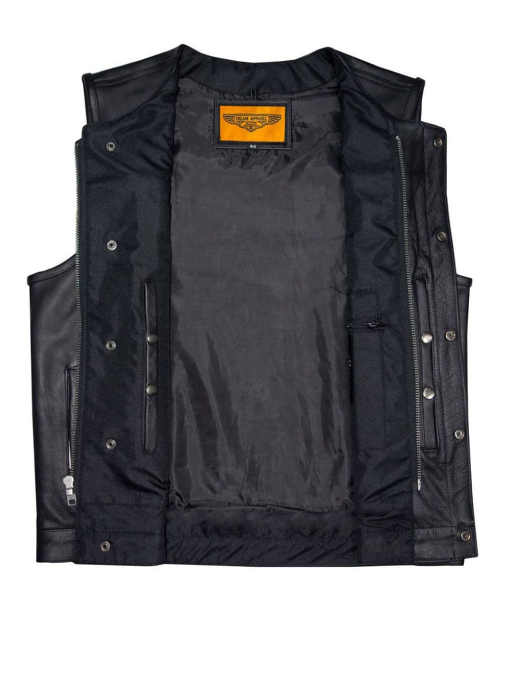 Mens SOA Style Motorcycle Club Vest® Conceal Gun Pockets Heavy Duty Premium Leather