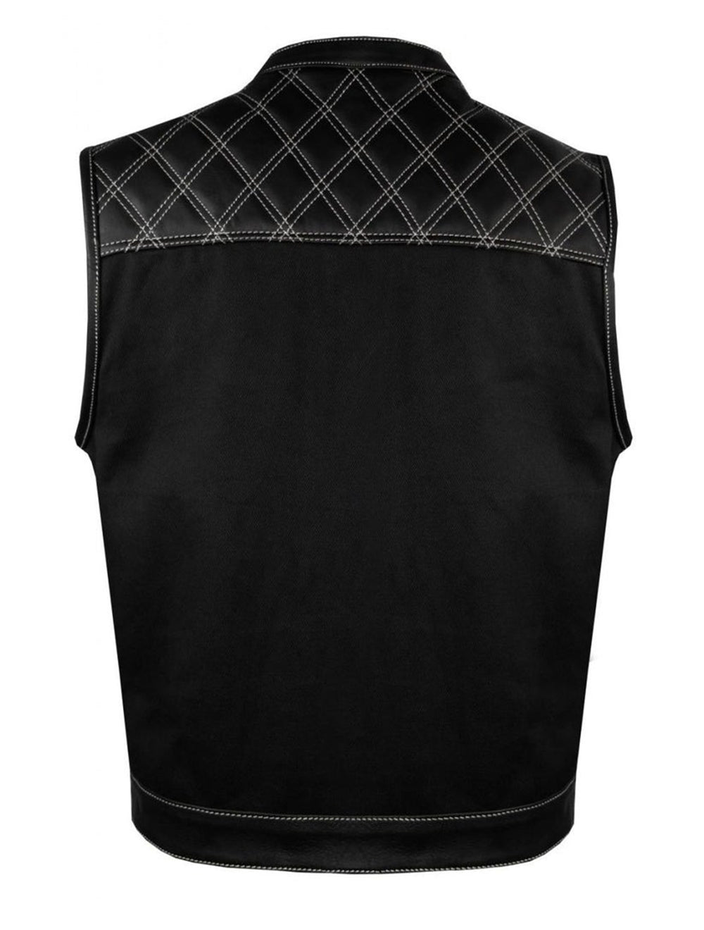 Men's Black Vest with Diamond Padding, Zipper Front