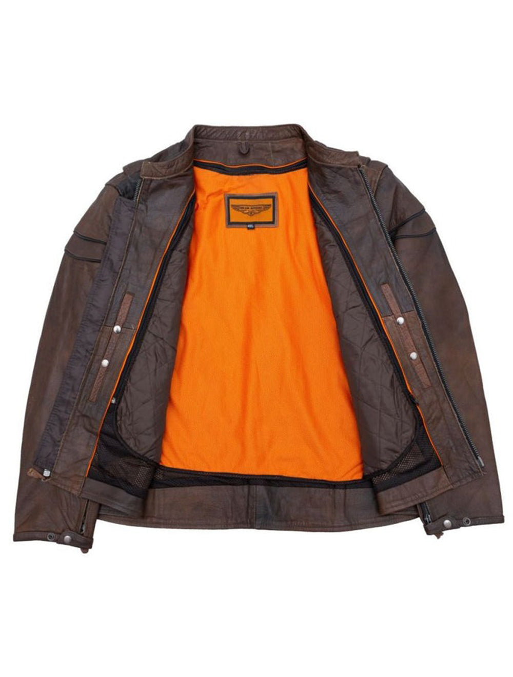 Durable Brown Cowhide Leather Jacket for Men