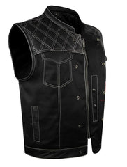Men's Black Vest with Diamond Padding, Zipper Front