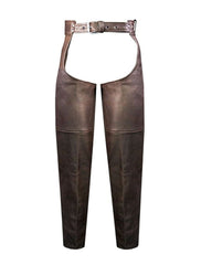 Men's Brown Leather Motorcycle Chaps