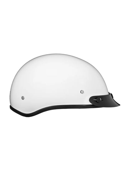 DOT Approved Daytona Skull Cap Half Shell Motorcycle Helmet - Beanie Style for Motorcycles, Cruisers, Scooters, and Mopeds - Pearl White