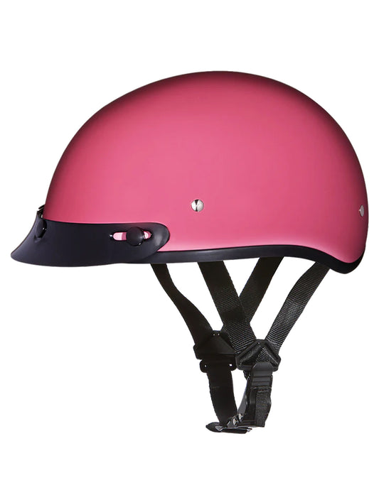 DOT Approved Daytona Skull Cap Half Shell Motorcycle Helmet - Beanie Style for Motorcycles, Cruisers, Scooters, and Mopeds - Hi-Gloss Pink