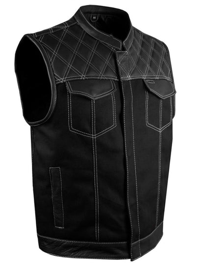 Men's Black Vest with Diamond Padding, Zipper Front