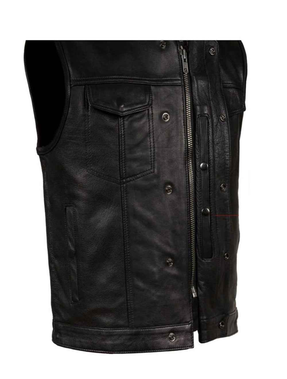 Mens SOA Style Motorcycle Club Vest® Conceal Gun Pockets Heavy Duty Premium Leather