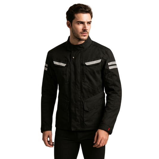Men's Black Motorcycle Jacket – Armored, Waterproof & Air Vented