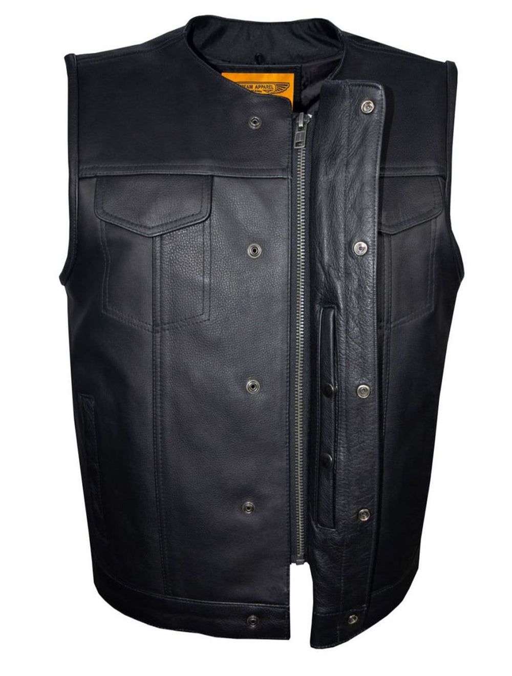 Mens SOA Style Motorcycle Club Vest® Conceal Gun Pockets Heavy Duty Premium Leather